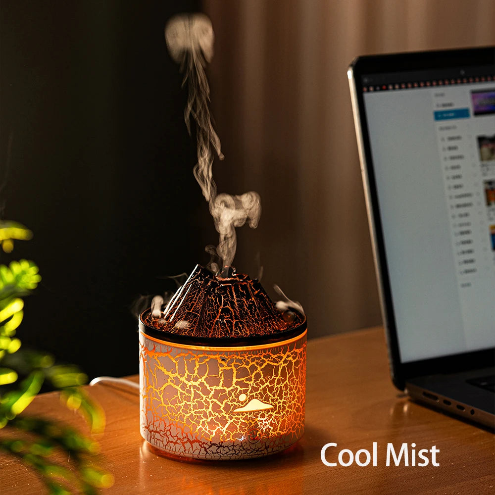 Volcano Diffuser Essential Oils Jellyfish Cool Mist Air Humidifier Flame Aroma Diffuser for Bedroom Smell for Home 180Ml 7 Color