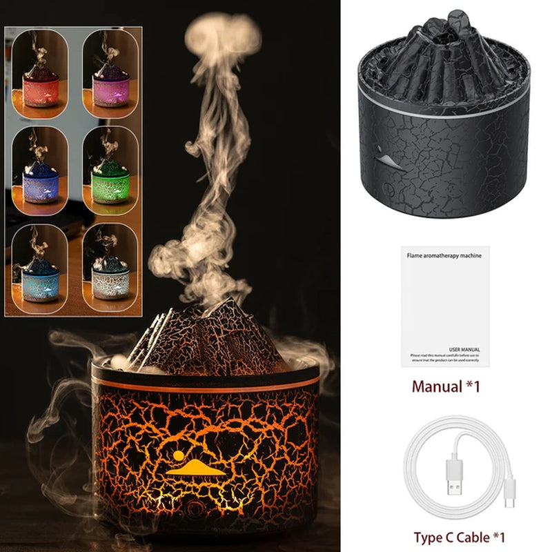 Volcano Diffuser Essential Oils Jellyfish Cool Mist Air Humidifier Flame Aroma Diffuser for Bedroom Smell for Home 180Ml 7 Color