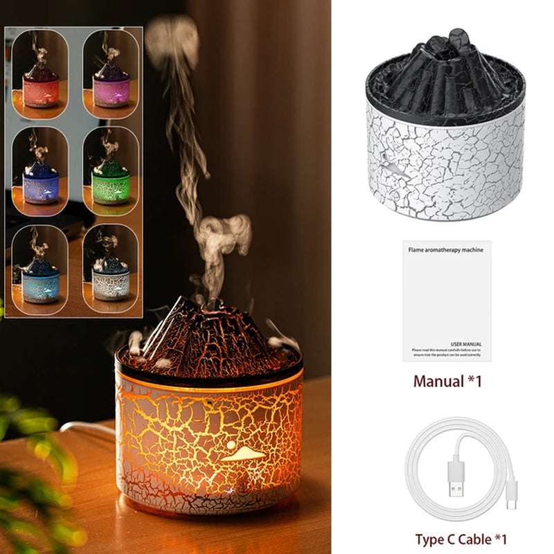 Volcano Diffuser Essential Oils Jellyfish Cool Mist Air Humidifier Flame Aroma Diffuser for Bedroom Smell for Home 180Ml 7 Color